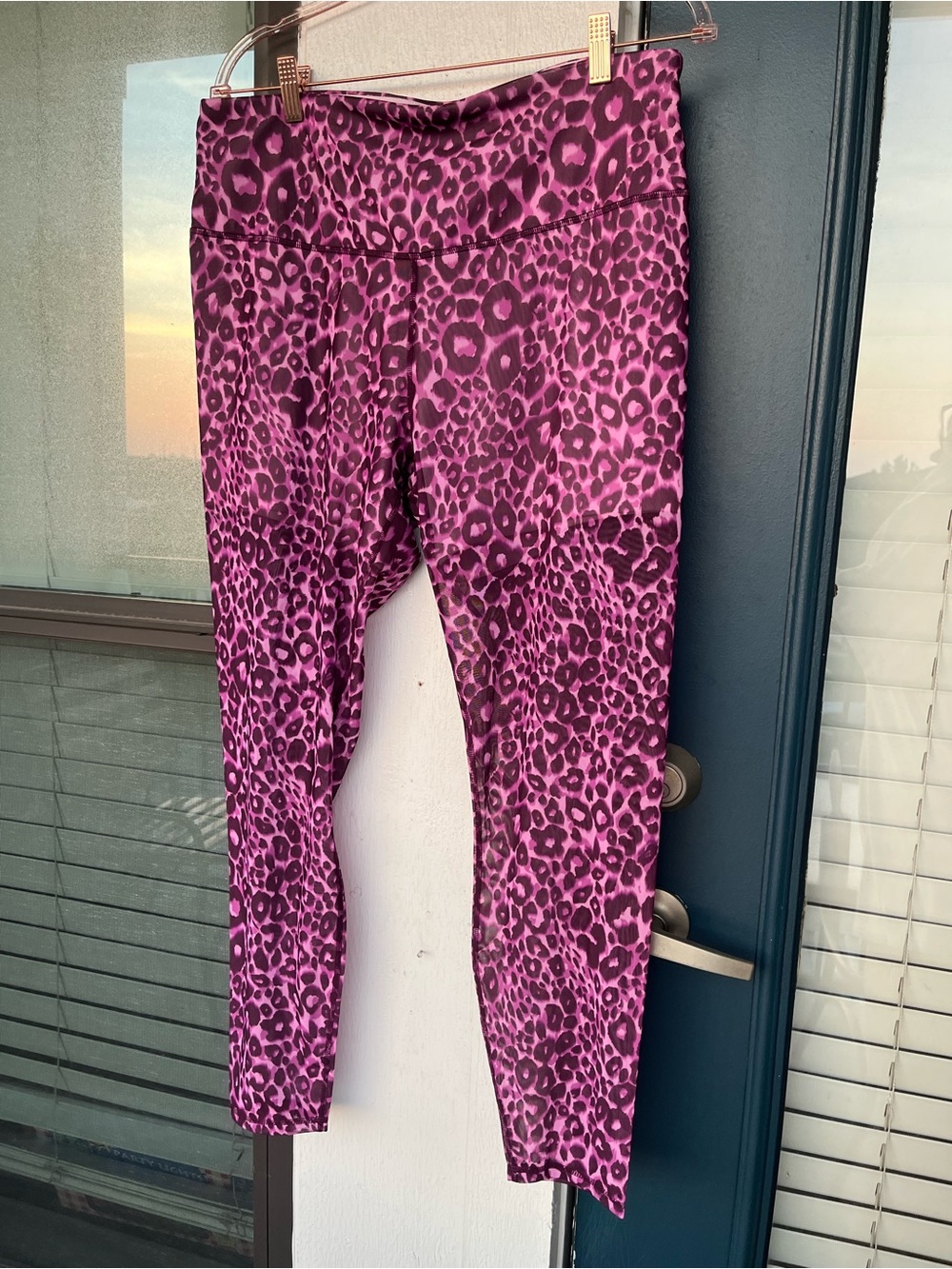 Fabletics Purple Pink Leopard Print High-Waist Leggings